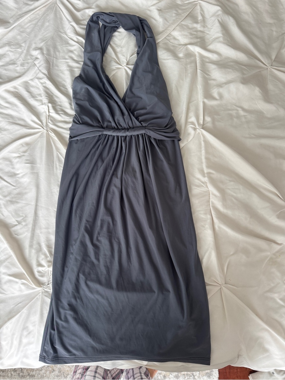 Halter Neck Midi Dress in Charcoal Gray